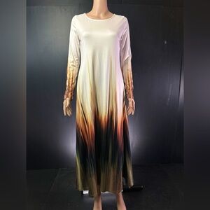 Source Unknown Gradient Long Sleeve Dress - Cream, Black, Brown